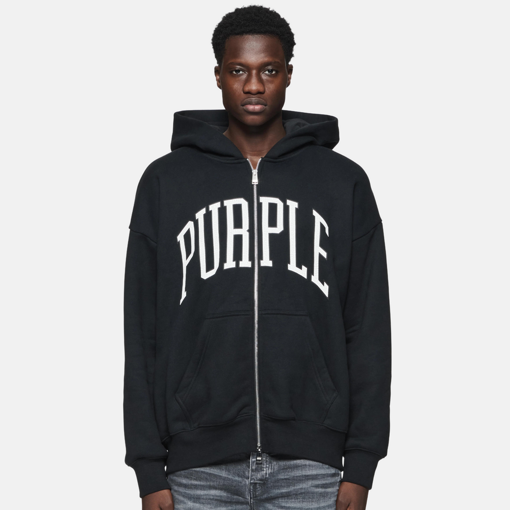 Purple Brand Black Beauty Collegiate Zip-Up Hoodie