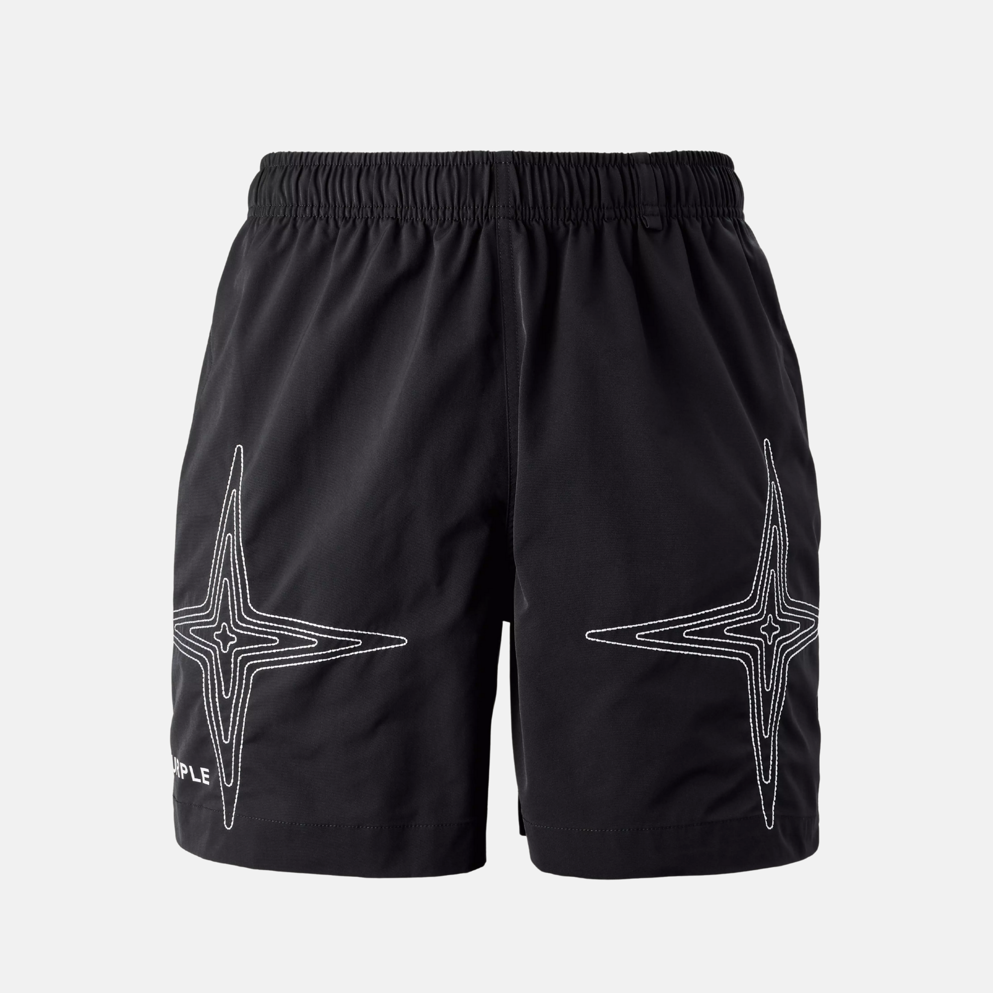 Purple Brand Black Jumbo Star Holographic Swim Shorts