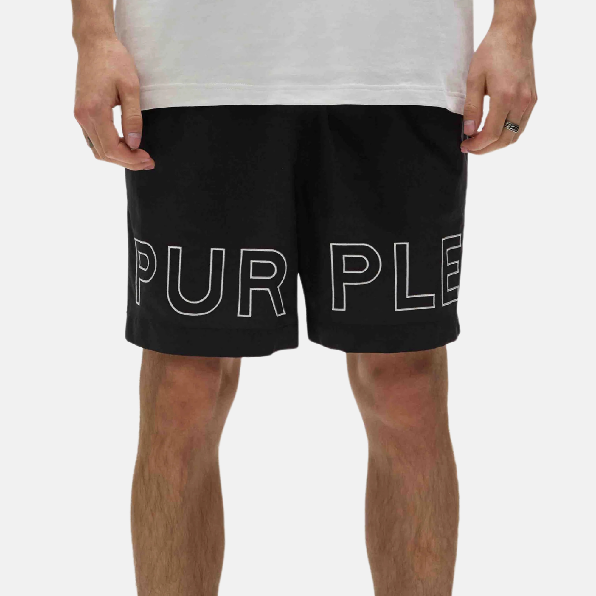 Purple Brand Black Outline Swim Shorts