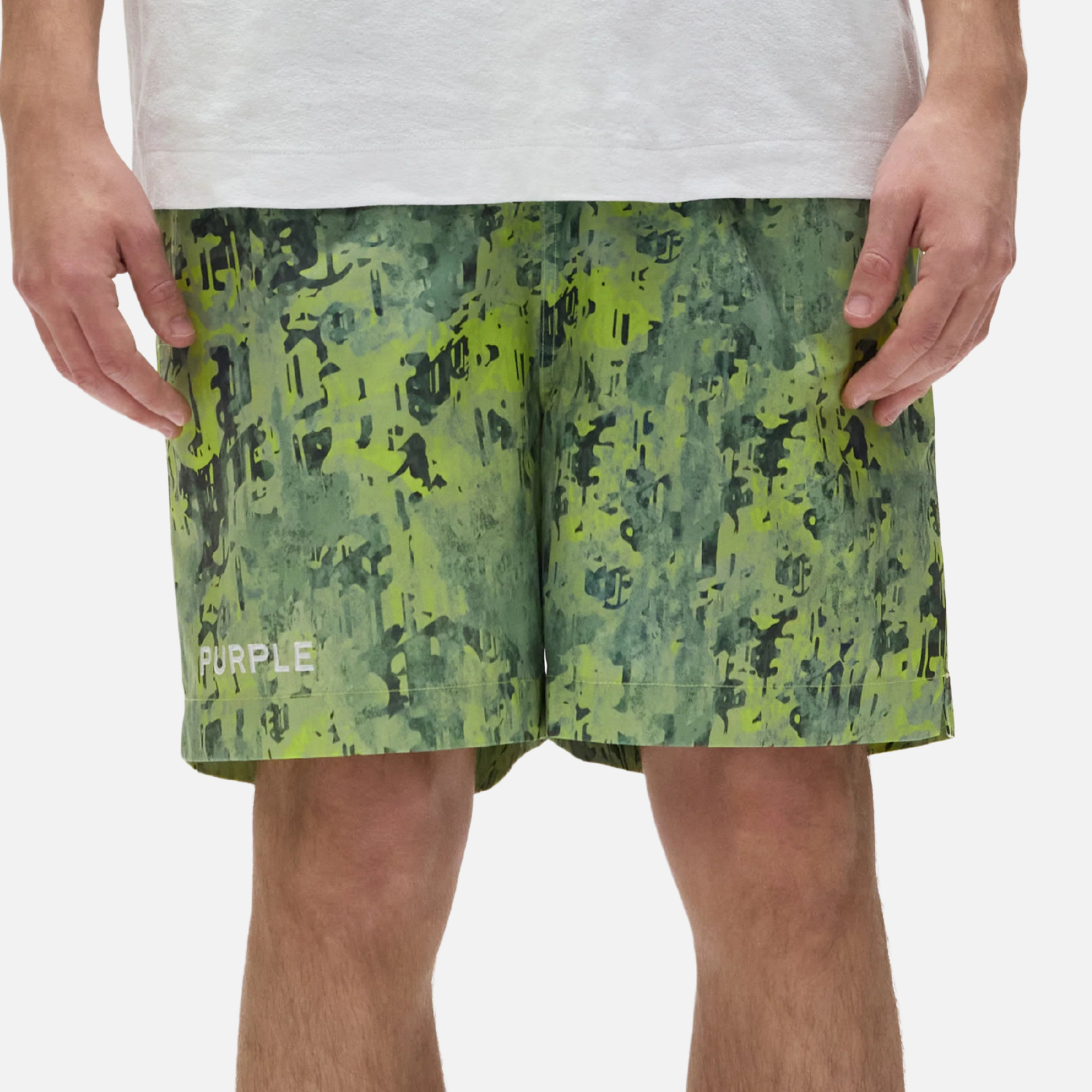 Purple Brand Green Worn Gothic Camo Shorts – Puffer Reds Purple Brand Green Worn Gothic Camo Shorts – Puffer Reds