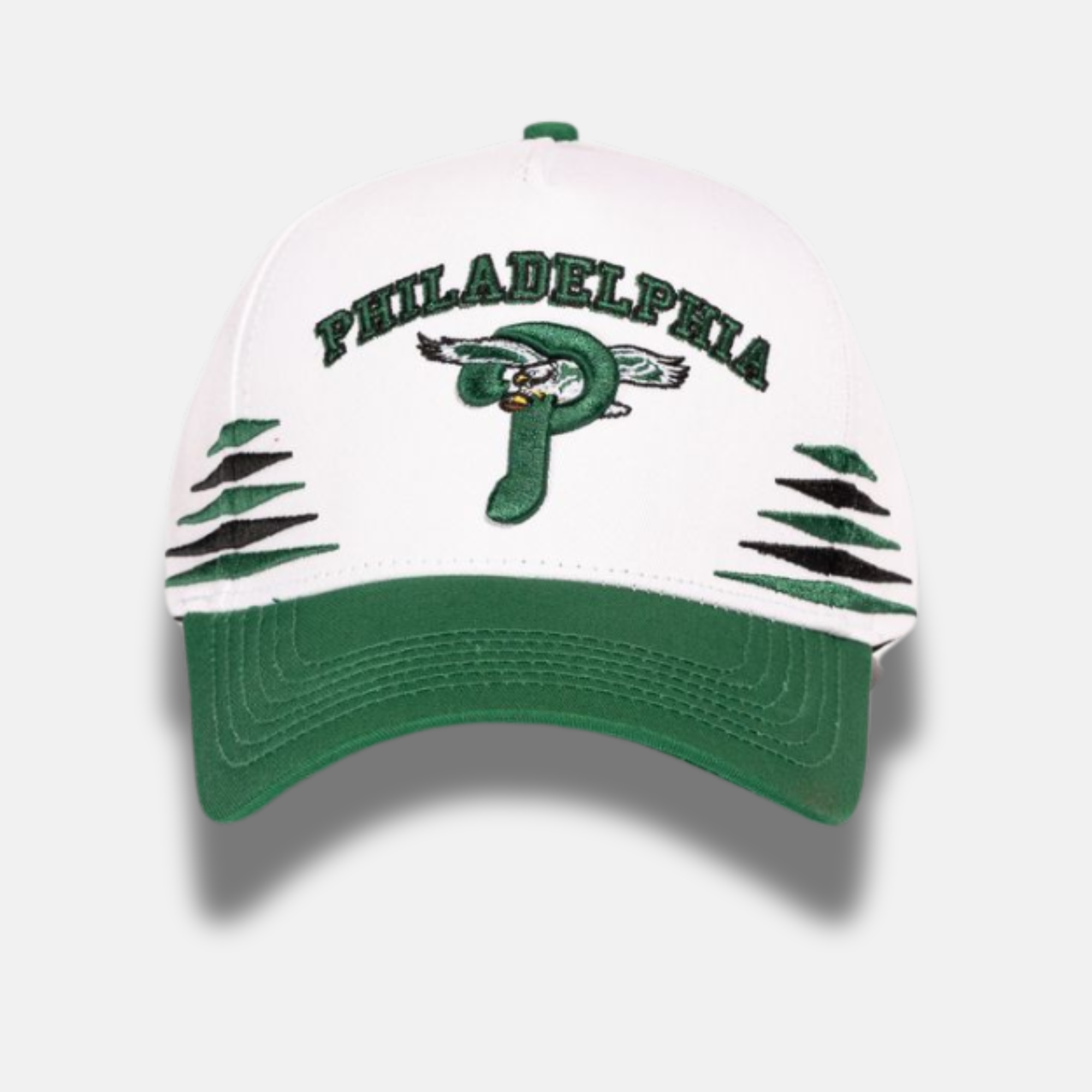 Reference White Green Vintage Philly Snapback Hat