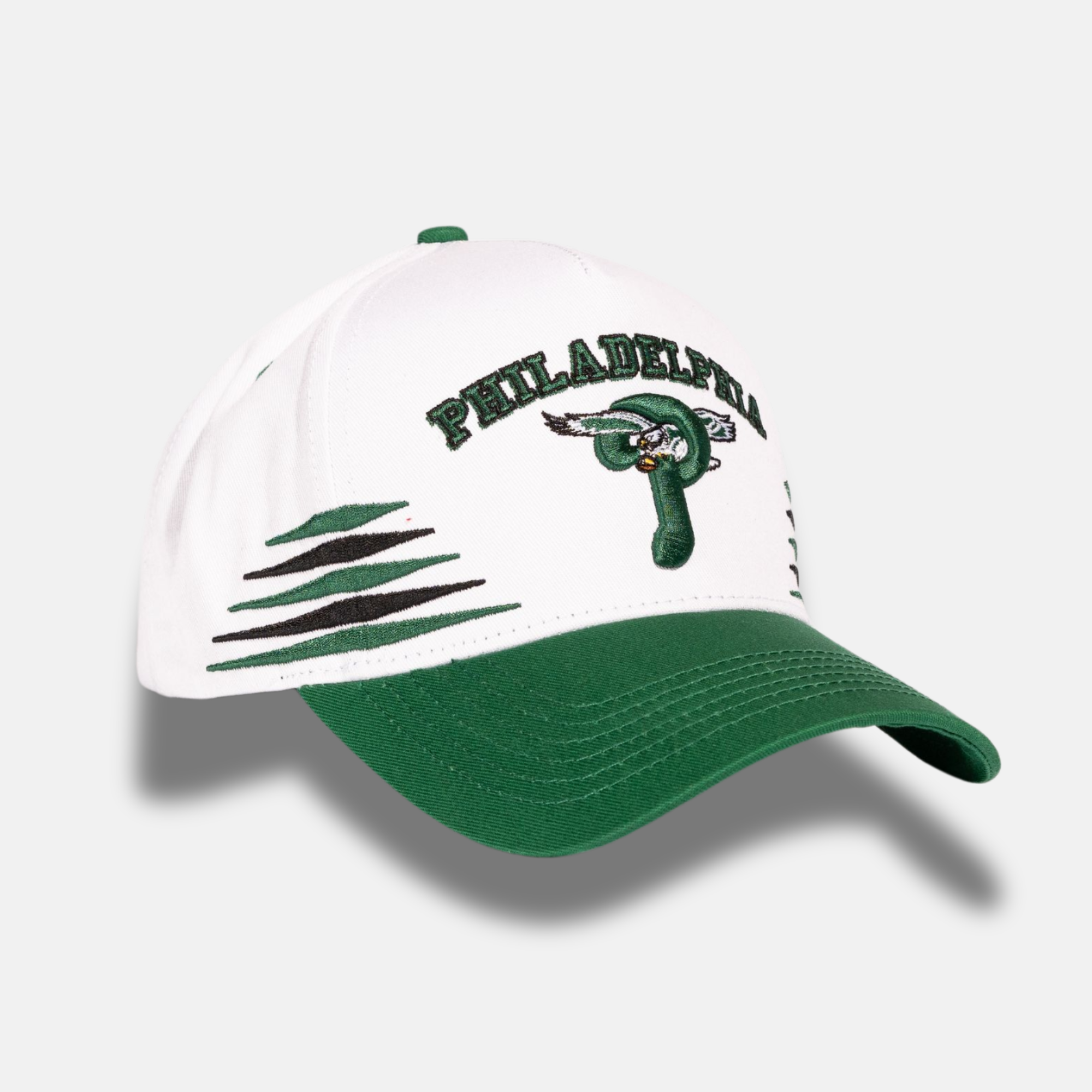 Reference White Green Vintage Philly Snapback Hat