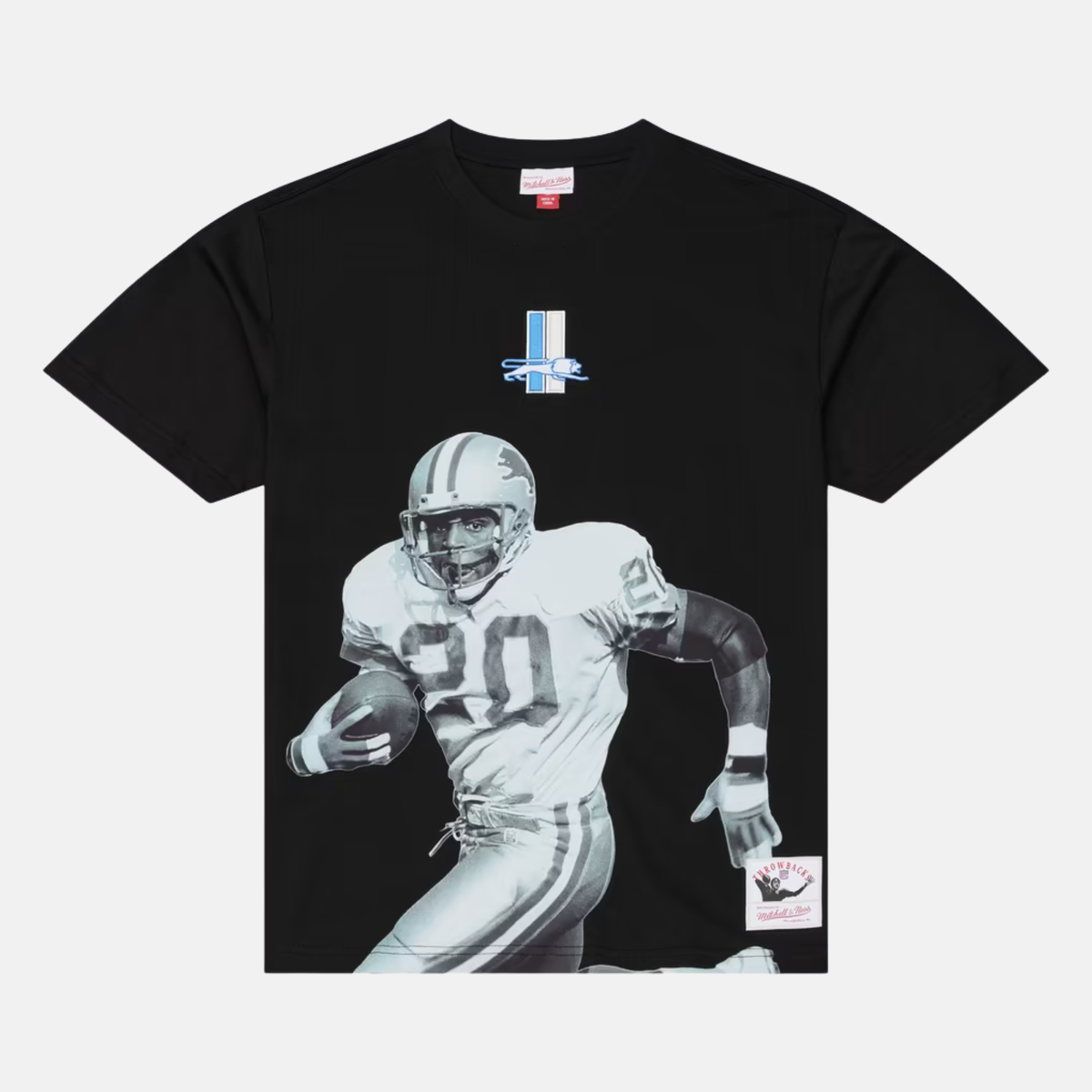 Mitchell & Ness Detroit Lions Barry Sanders Solo Player Black T-Shirt