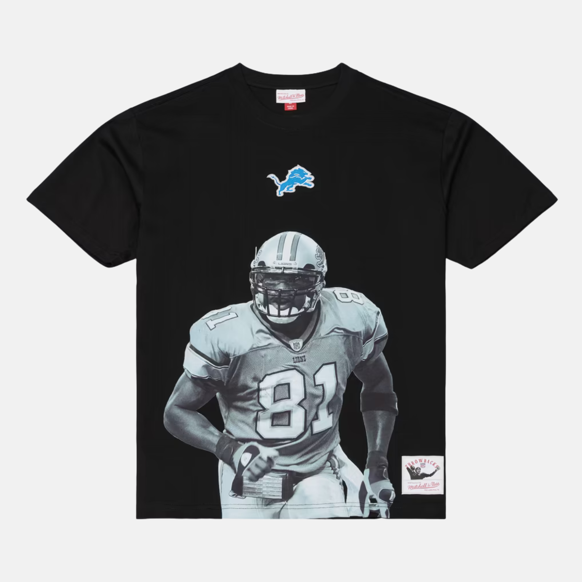 Mitchell & Ness Detroit Lions Calvin Johnson Solo Player Black T-Shirt