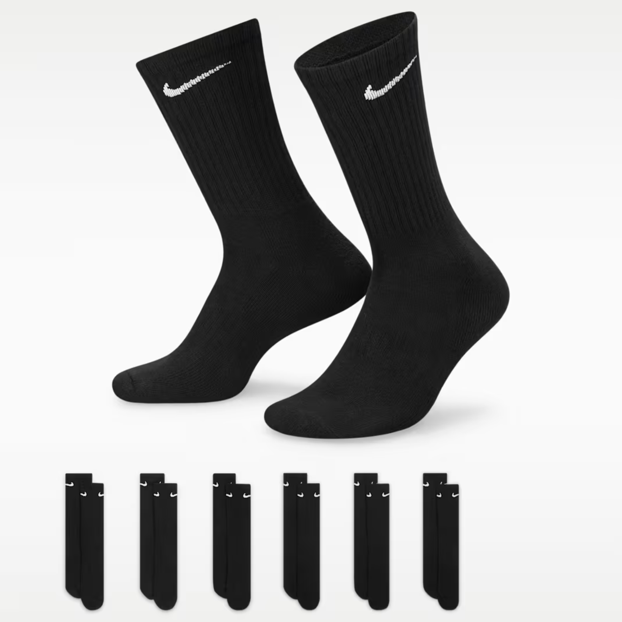 Nike Black Everyday Cushioned Training Crew Socks (6-Pack)