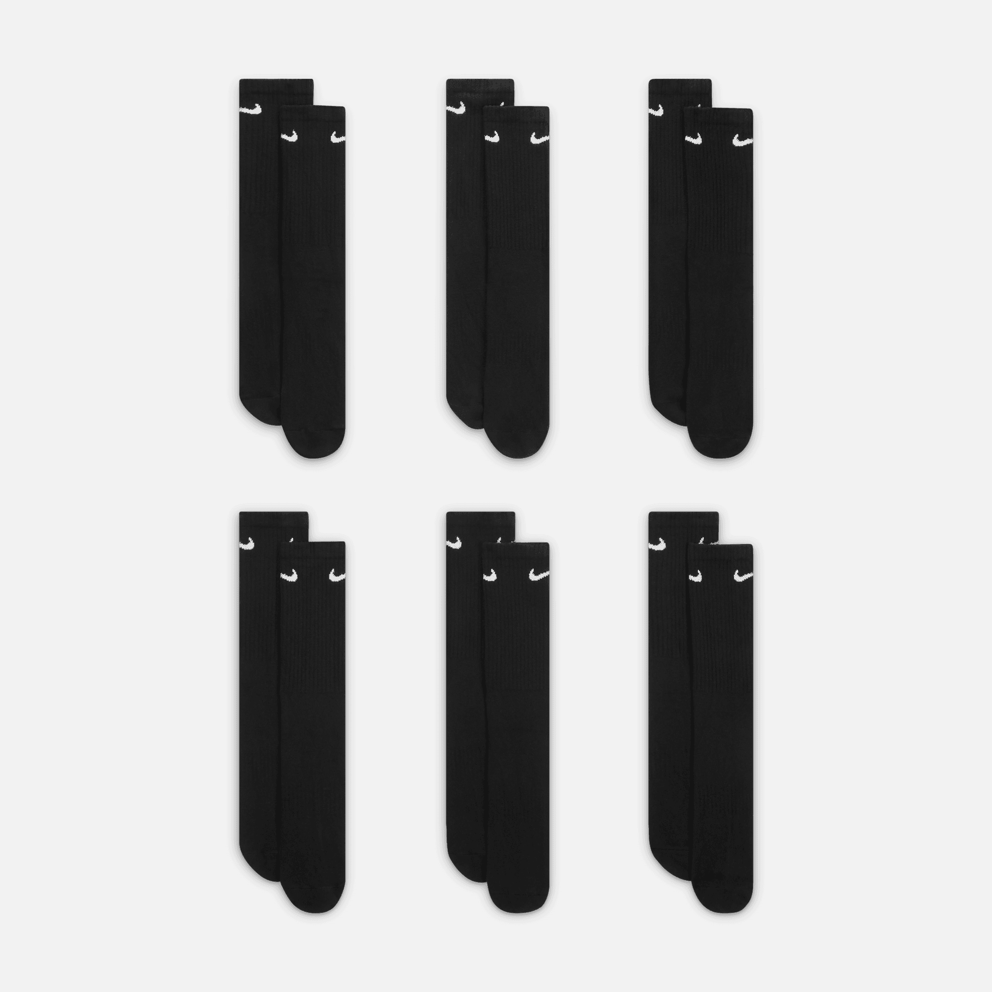 Nike Black Everyday Cushioned Training Crew Socks (6-Pack)