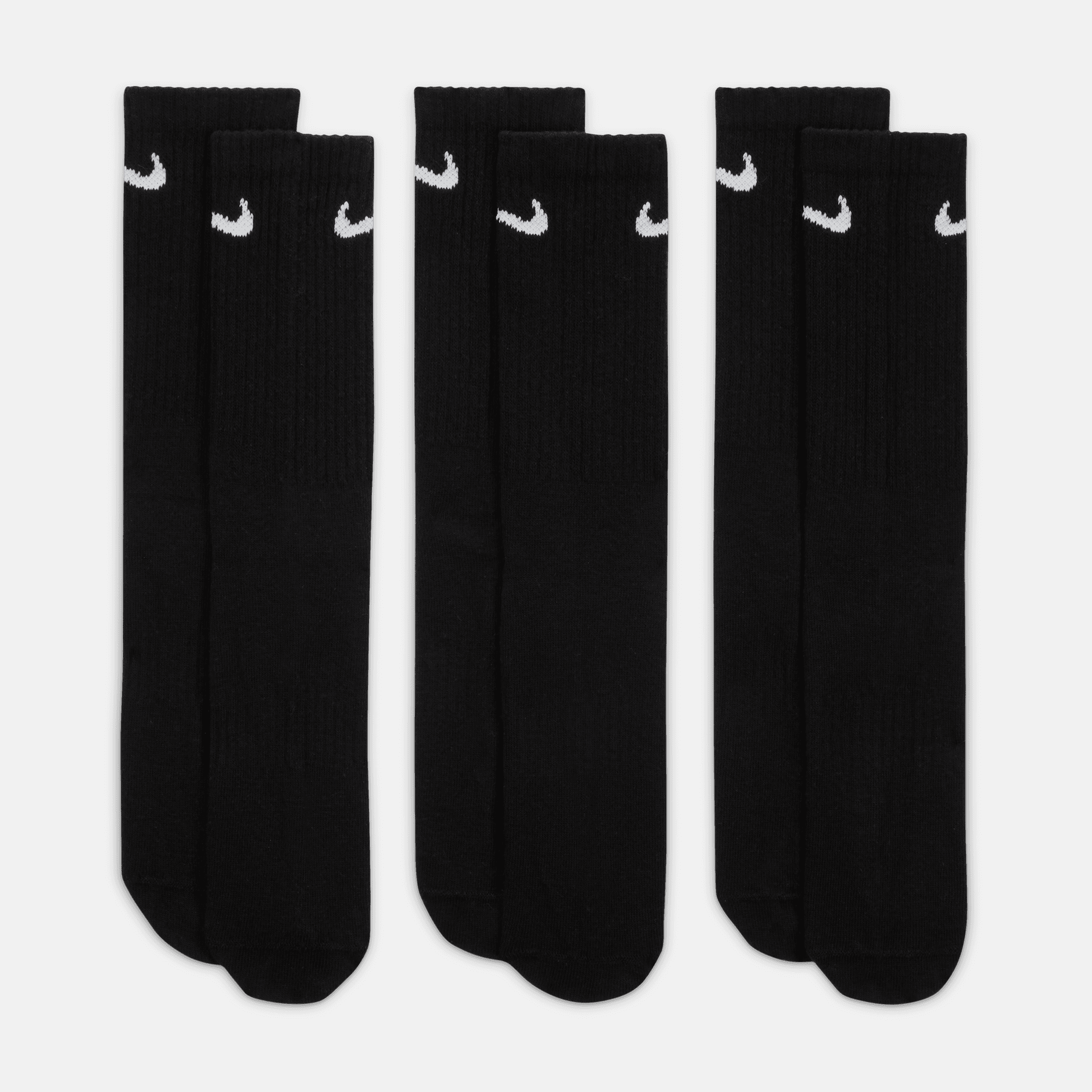 Nike Everyday Lightweight Black Training Crew Socks (3-Pack)