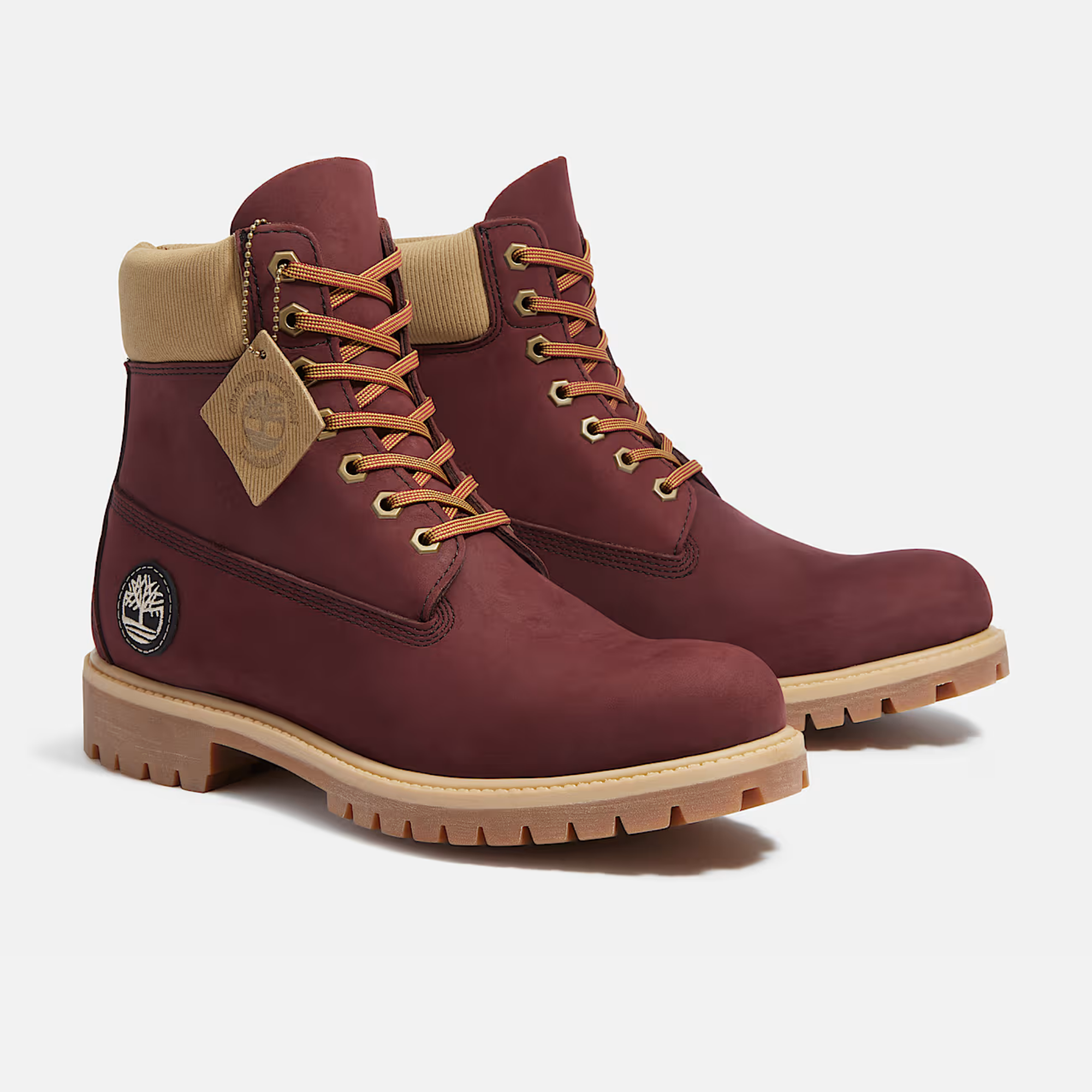 Timberland Premium 6-Inch Waterproof Burgundy Nubuck Boots