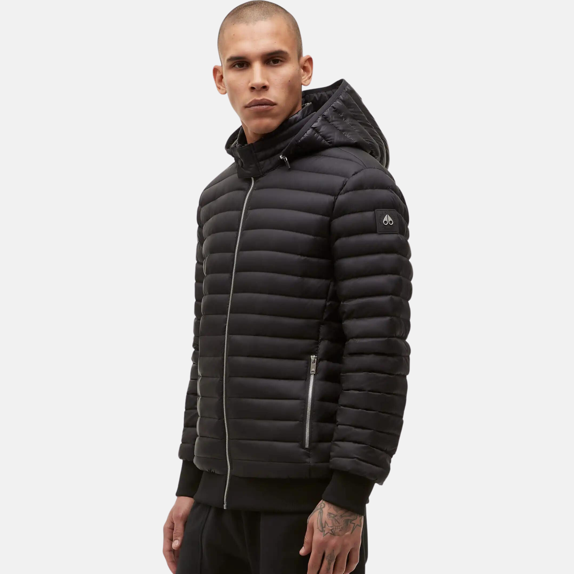 Moose Knuckles Black Air Down Bomber Jacket – Puffer Reds