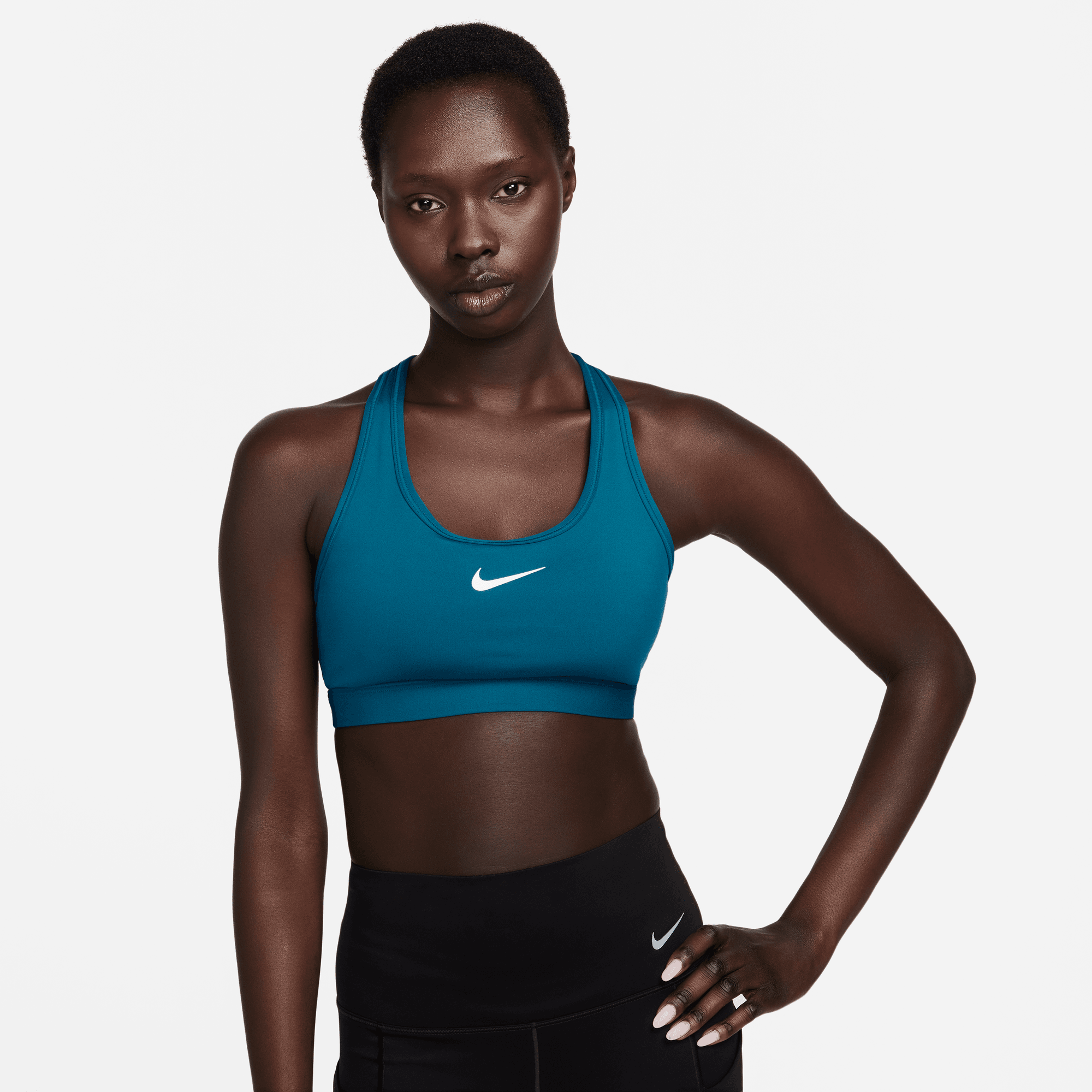 Nike Swoosh Medium Support Women s Blue Padded Sports Bra Puffer