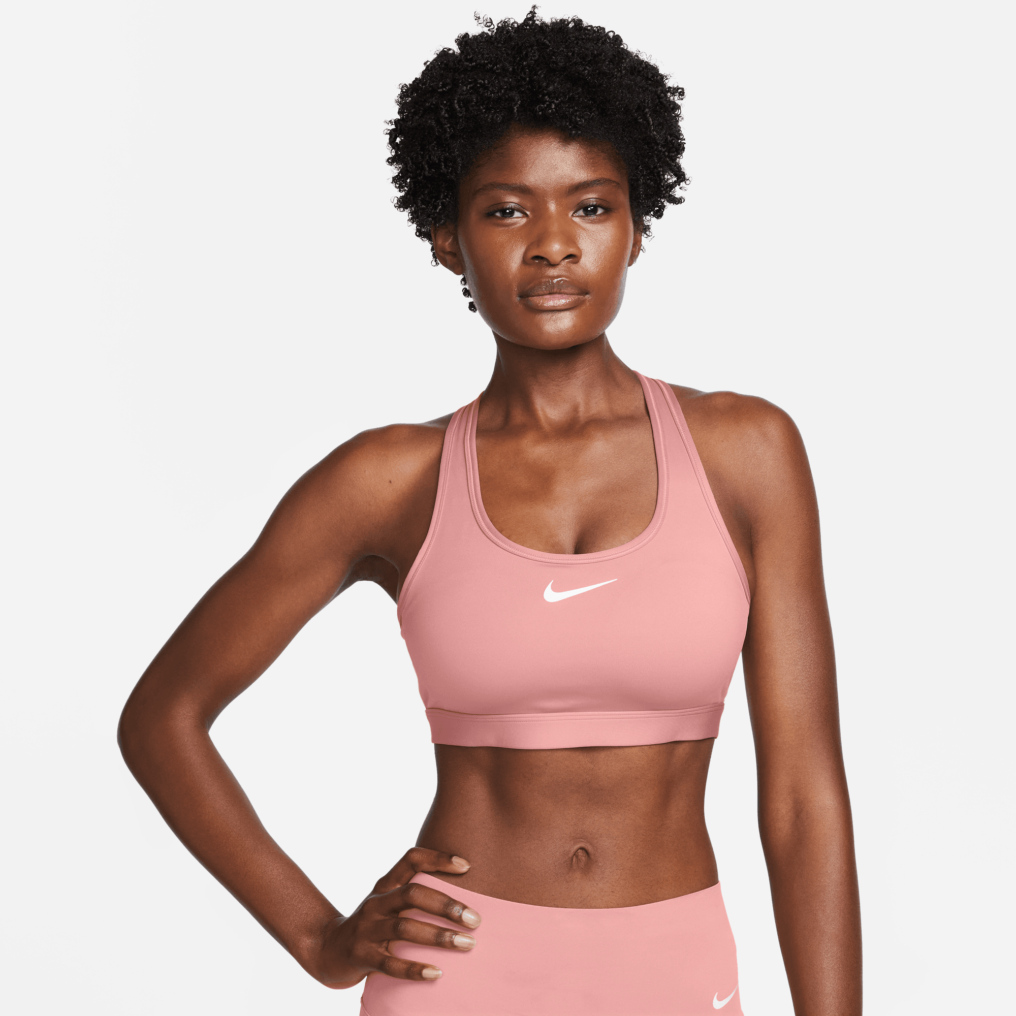 Nike Swoosh Medium Support Women's Pink Padded Sports Bra – Puffer Reds