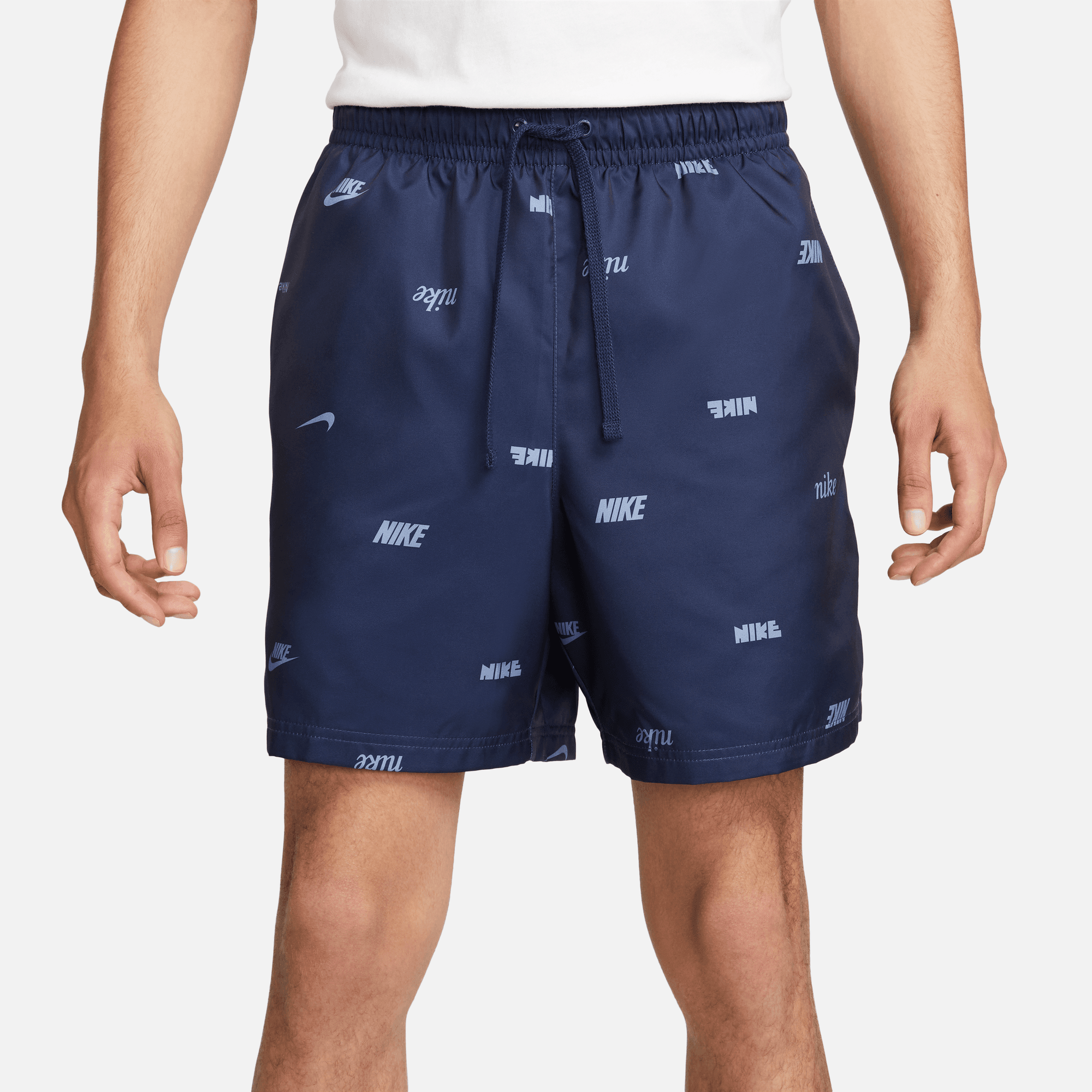Nike Club Blue Woven Allover Print Flow Shorts Puffer Reds