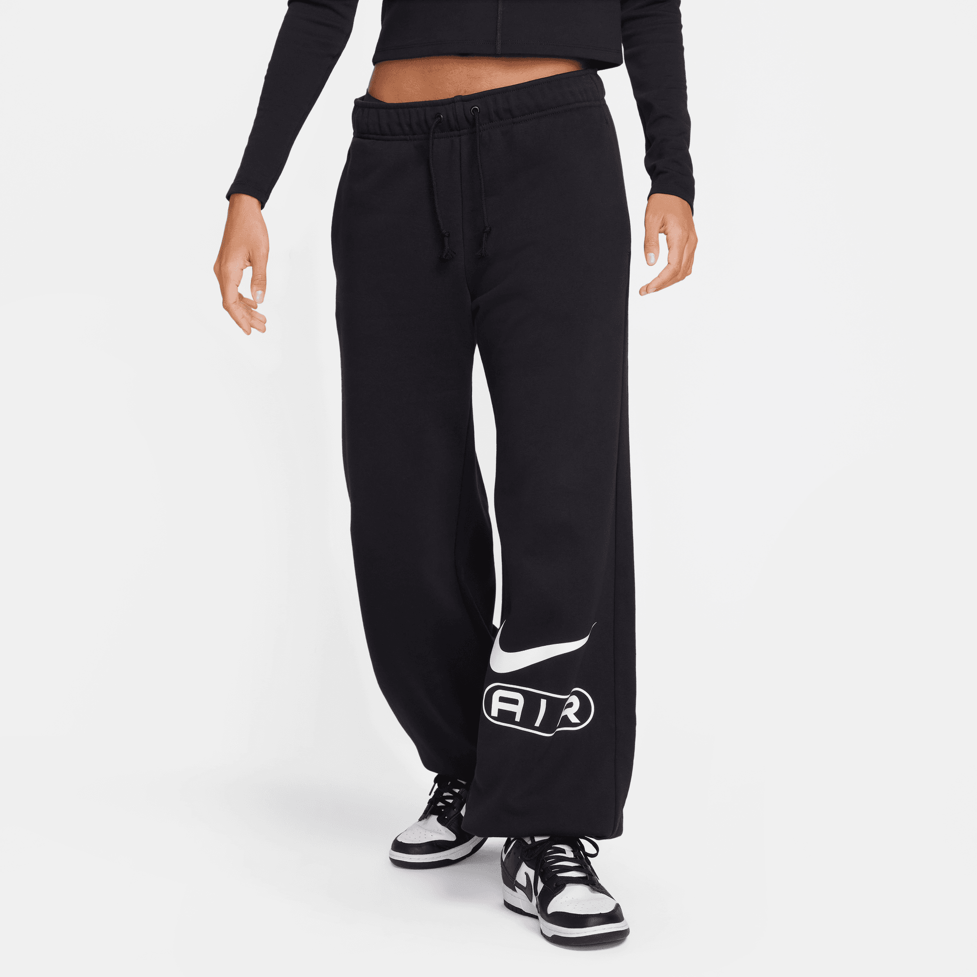 Nike Air Women's Black Mid-Rise Fleece Joggers