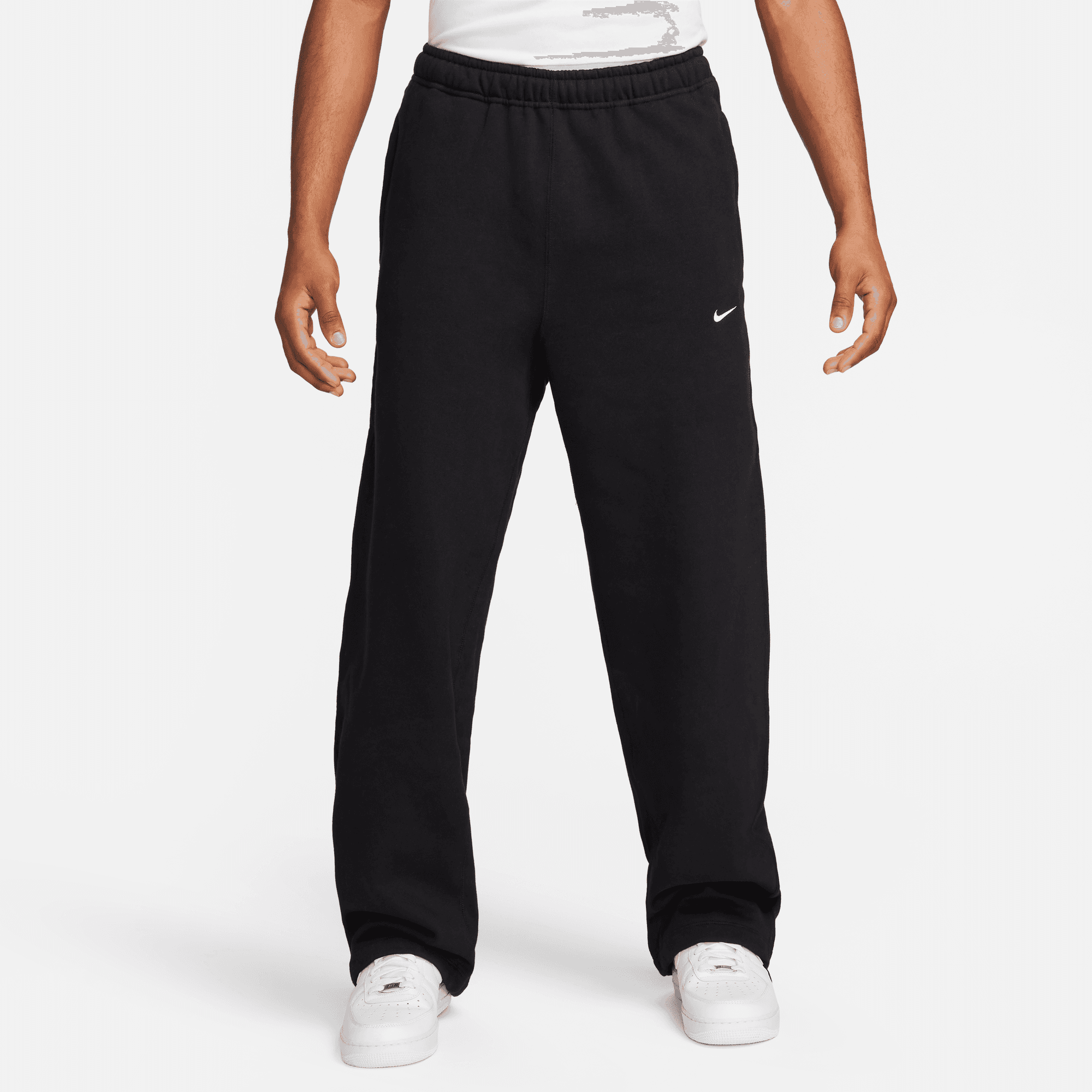 Nike Solo Swoosh Black Open Hem Fleece Pants – Puffer Reds