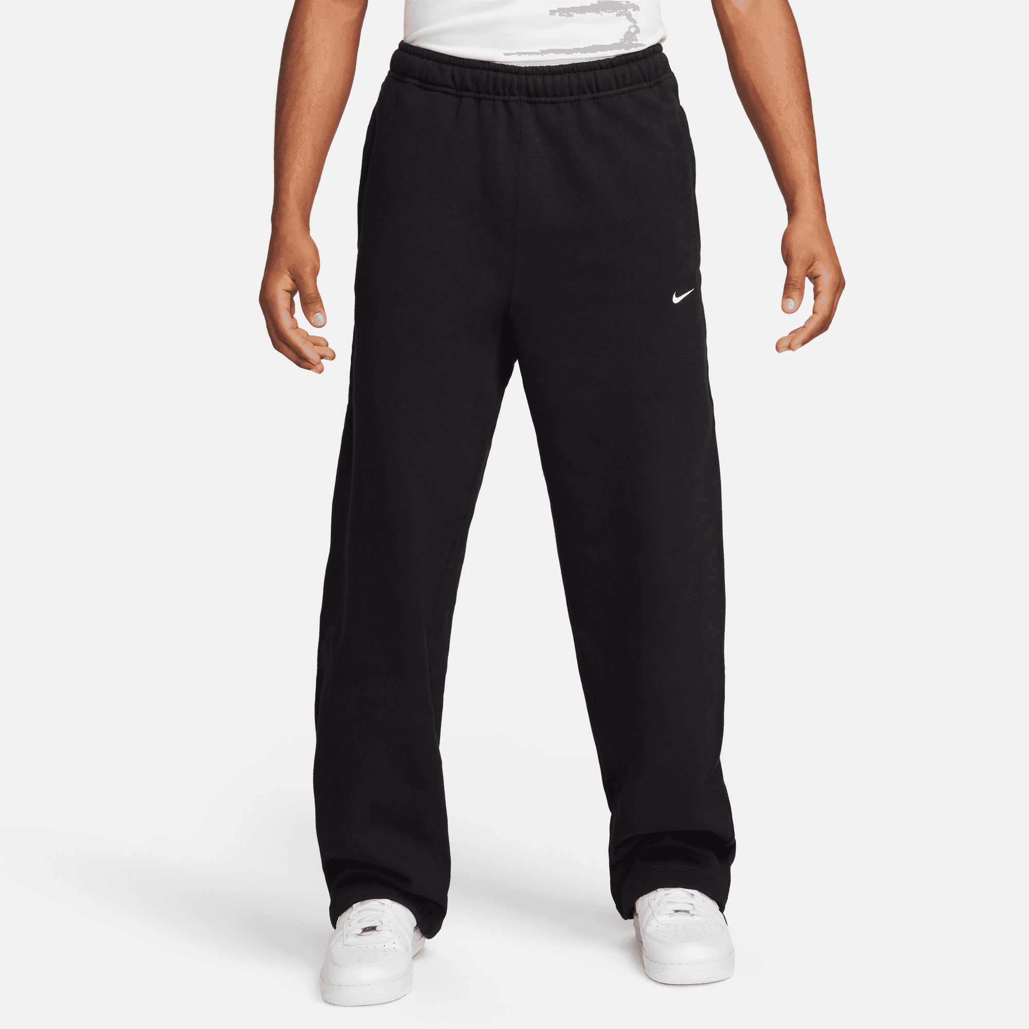 Nike Solo Swoosh Black Open-Hem Fleece Pants