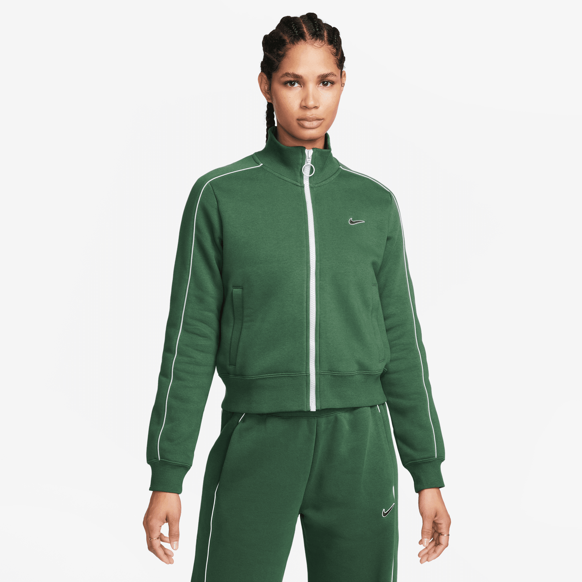 Nike Sportswear Women s Fir Green Fleece Track Top Puffer Reds