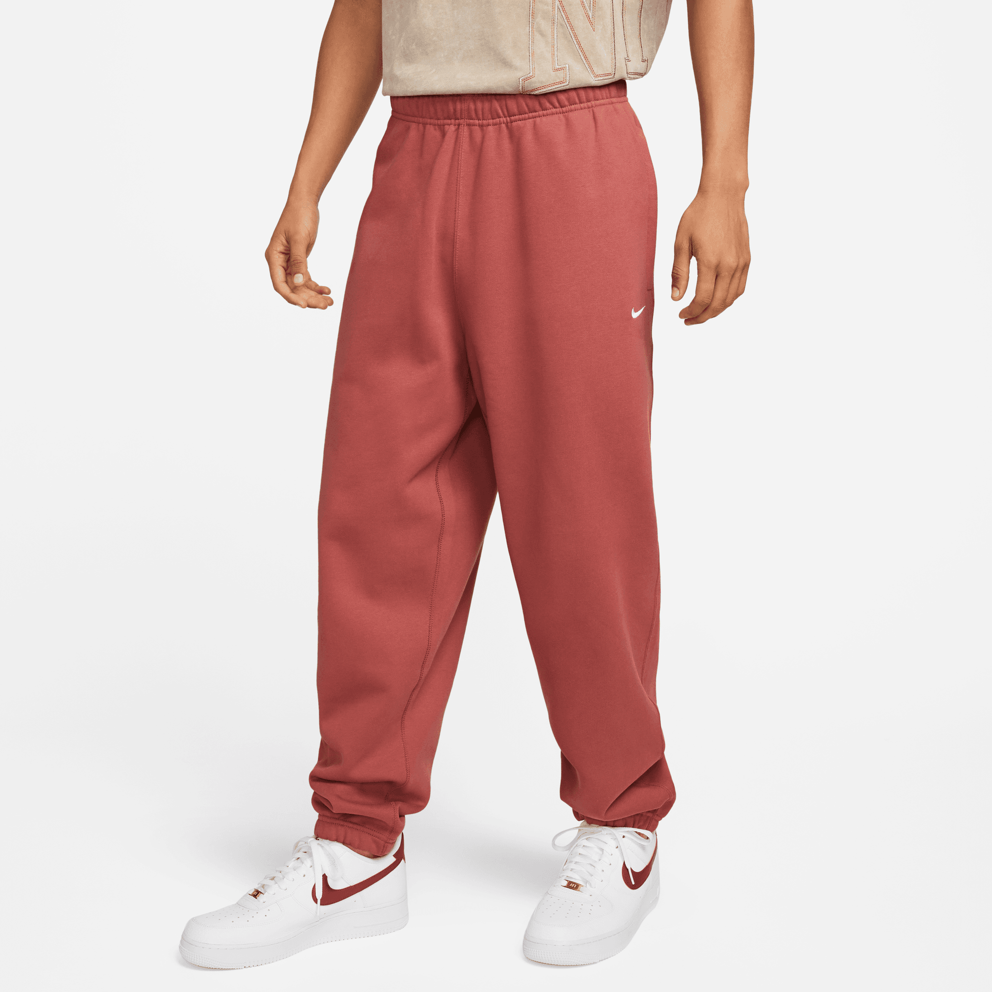 Nike Solo Swoosh Red Fleece Pants Puffer Reds