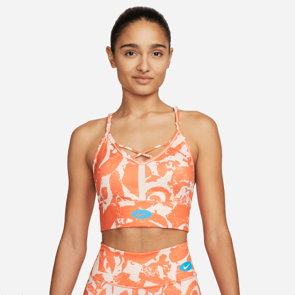 Buy Reebok women brand logo padded sports bra peach Online
