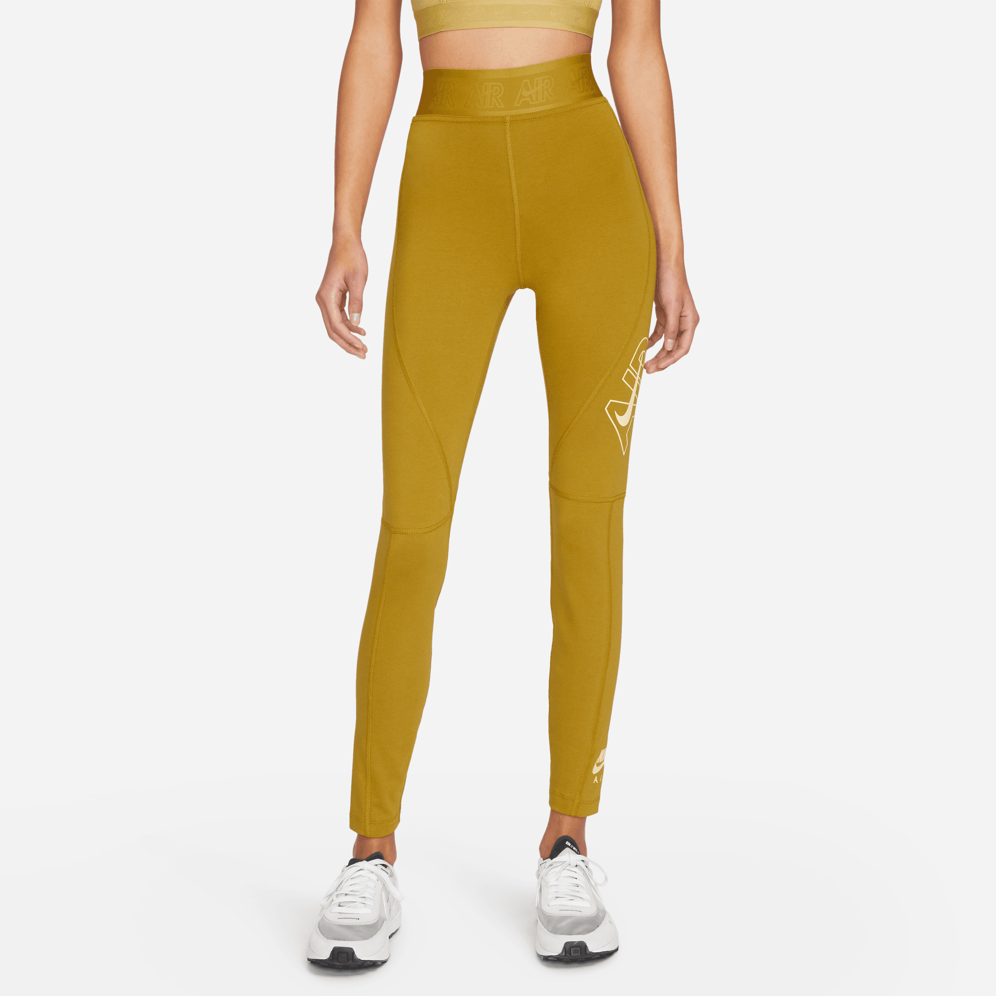 Nike High-Waisted Yellow Graphic Leggings – Puffer