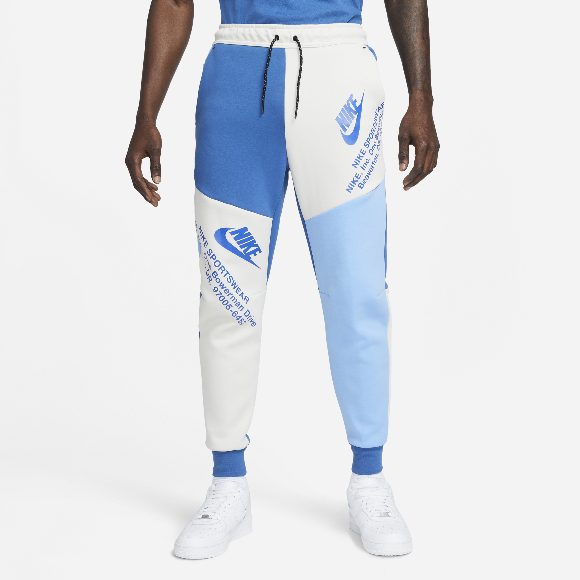 White and blue joggers hotsell