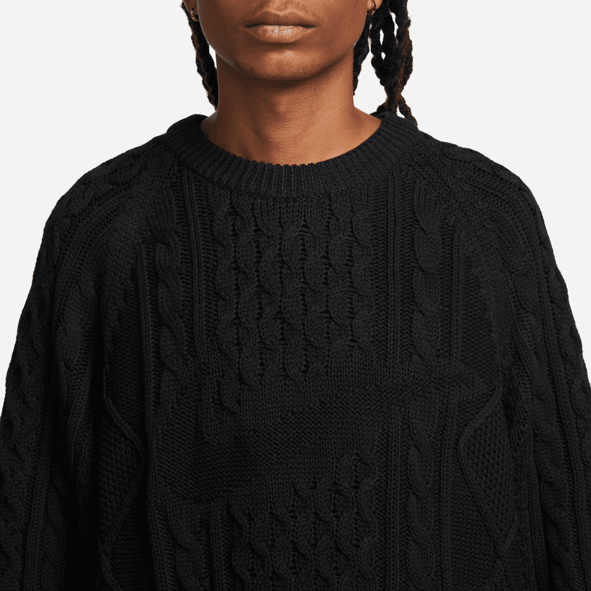 Nike Sportswear Black Cable Knit Sweater