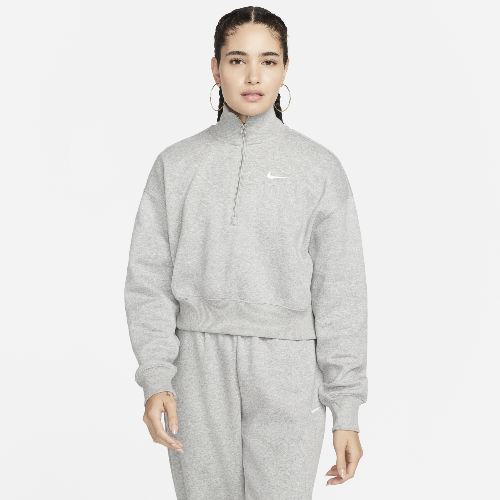 Grey cropped nike hoodie 2025