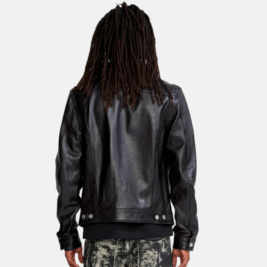 Purple Brand Leather Trucker Jacket Black Beauty