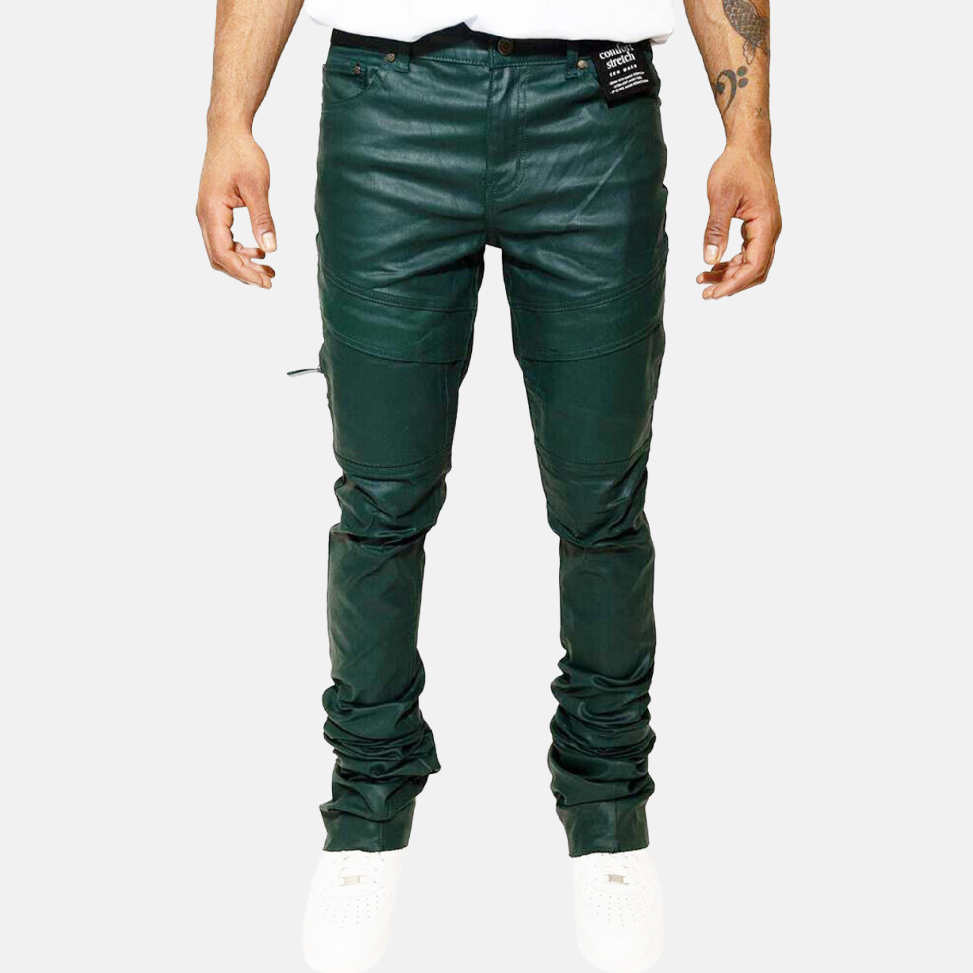 Si Tu Veux Gordon Wax Super-Stacked Green Jeans – Puffer Reds