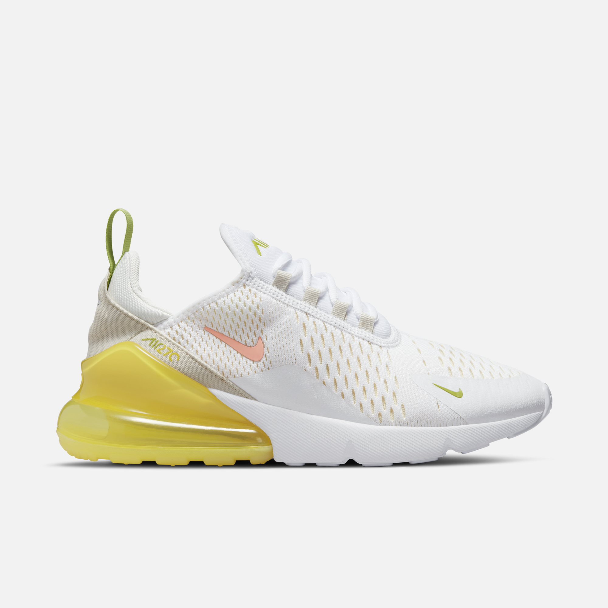 Nike Air Max 270 Grade School Running Shoes (White/Gold)