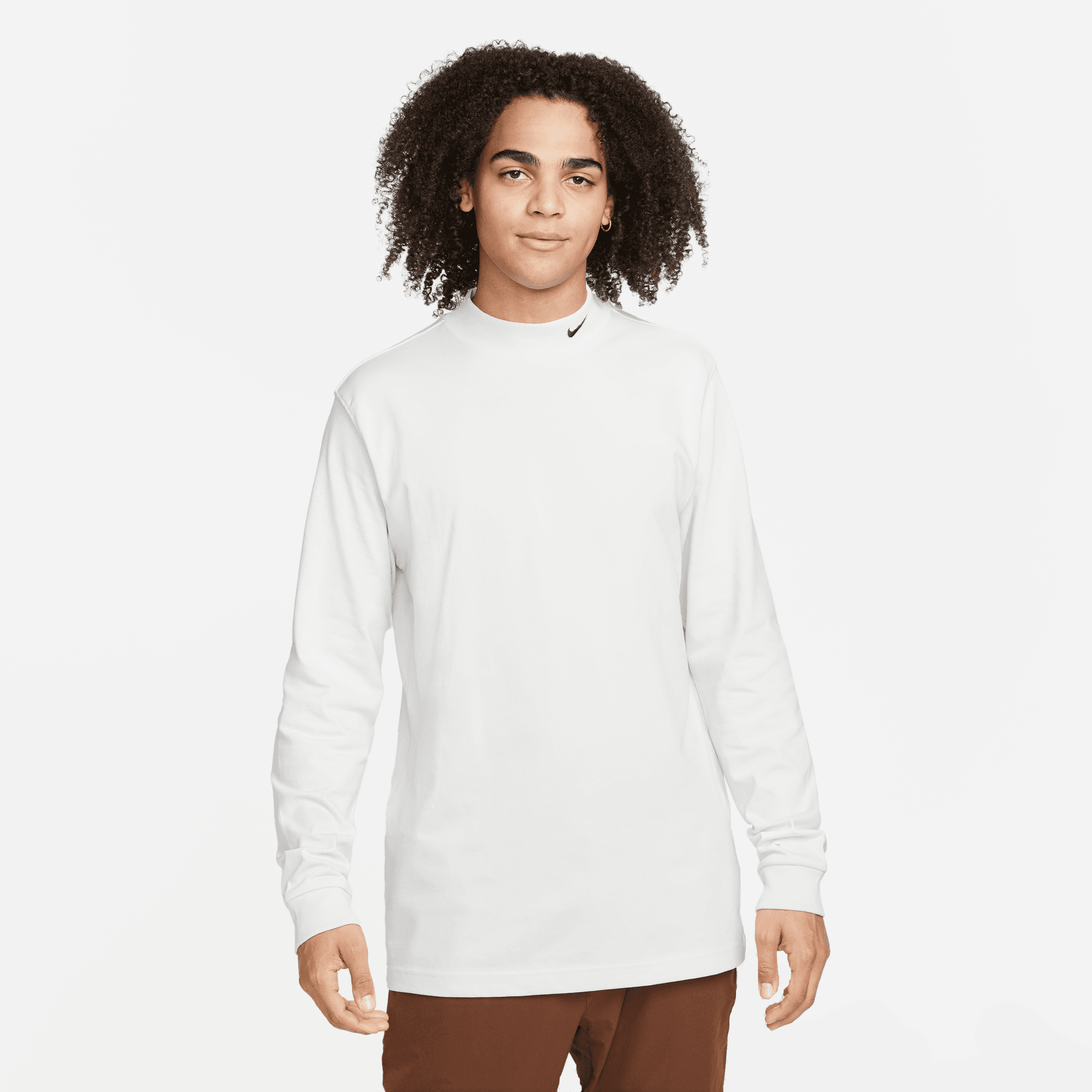 Nike Life Long Sleeve White Mock Neck Shirt Puffer Reds