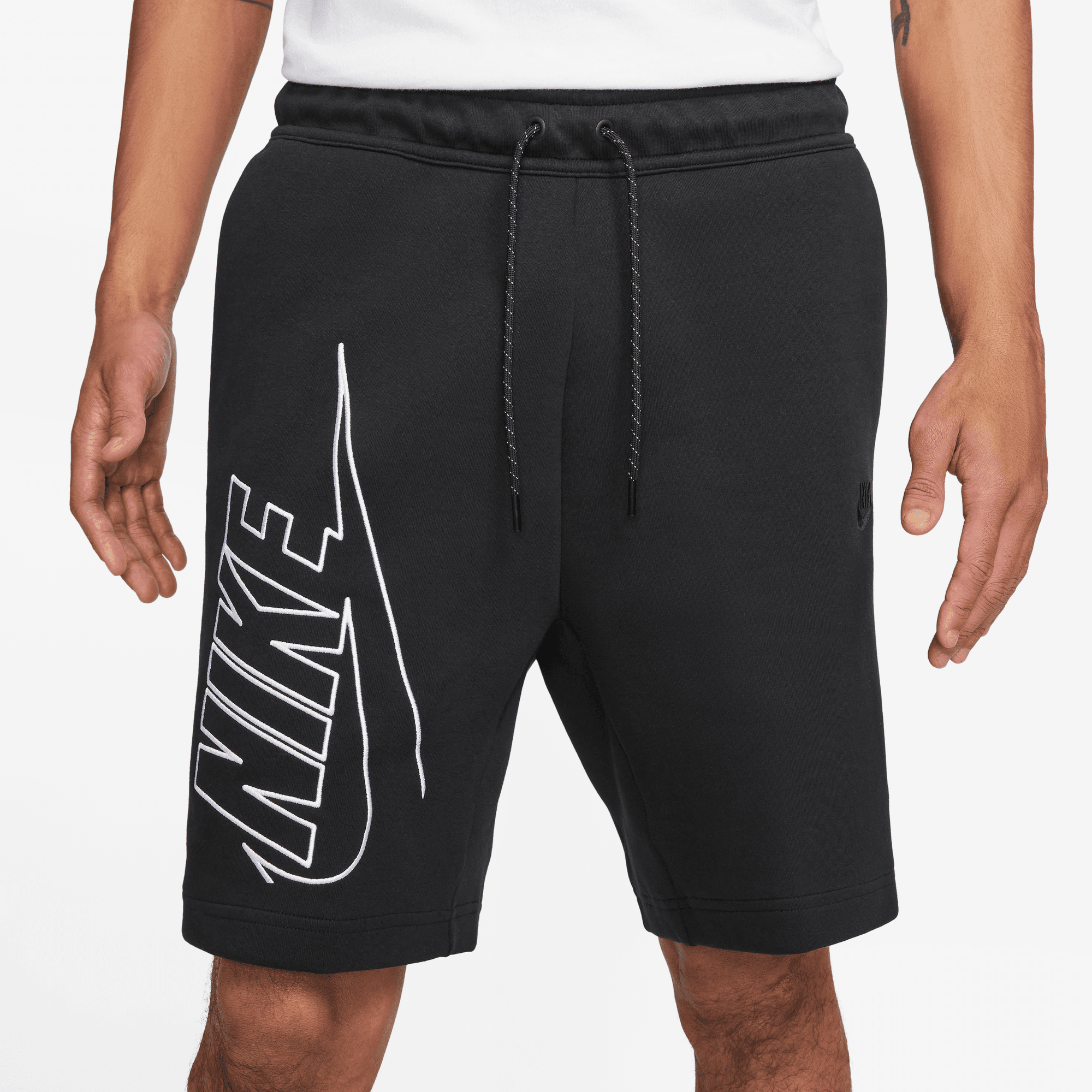 Nike Tech Fleece Black Logo Shorts Puffer Reds