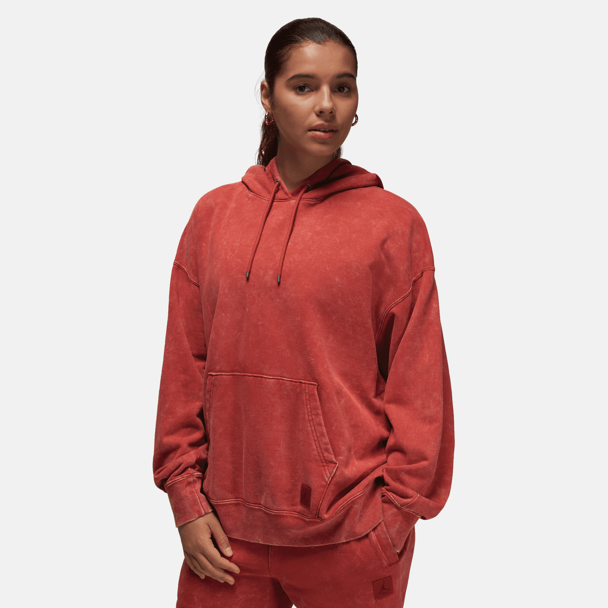 Air Jordan Women s Flight Fleece Washed Dune Red Hoodie 2XL