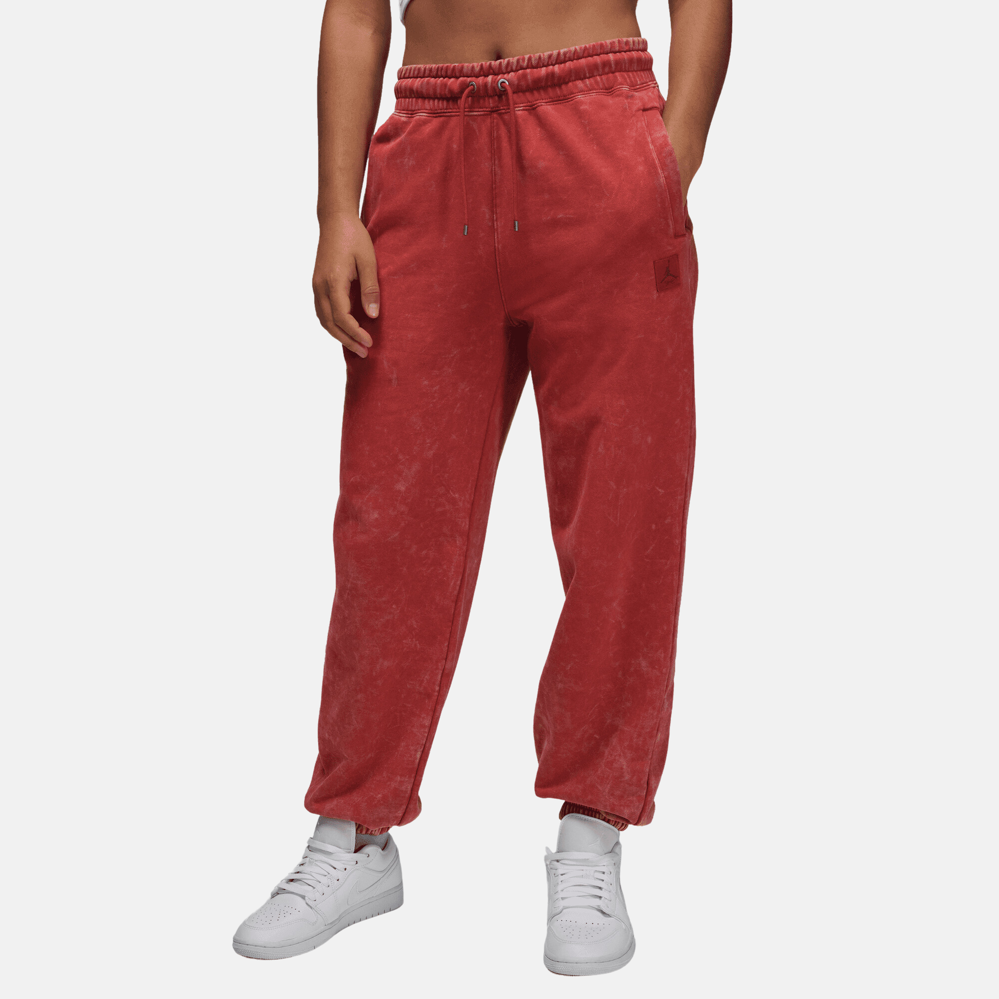 Air Jordan Women s Flight Fleece Dune Red Washed Fleece Pants Puffer Reds