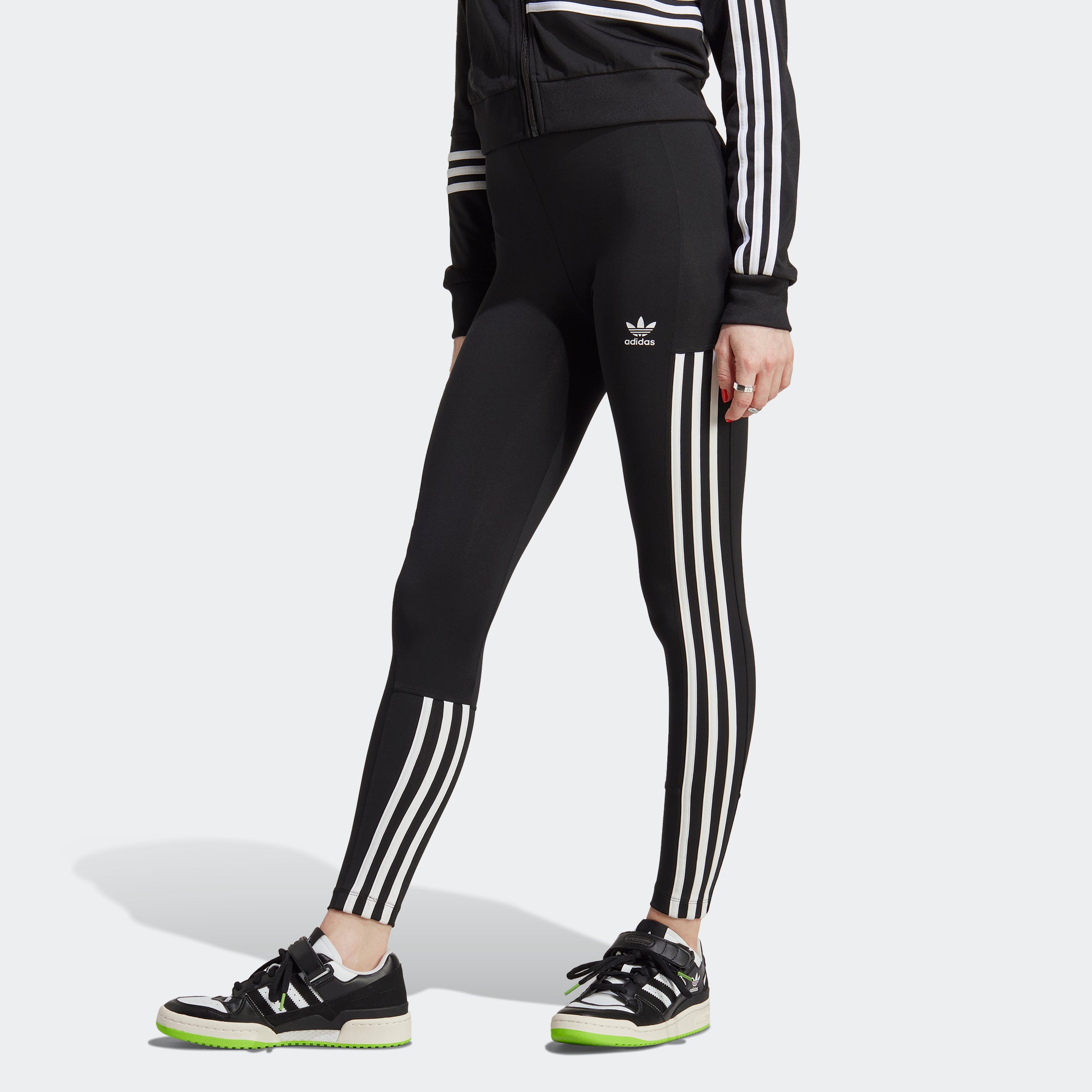 Adidas Women's 3 Stripe 7/8 Tights (Black/White, Size L)