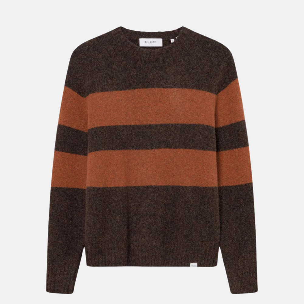 Les Deux Brown Honeycomb Giovanni Roundneck Knit Sweater
