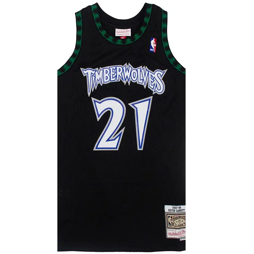 Men's Mitchell & Ness Kevin Garnett Black Minnesota Timberwolves 1997 Mesh Name & Number T-Shirt