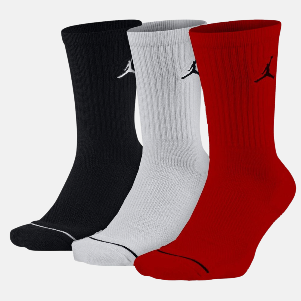 Air Jordan Everyday 3-Color Crew Socks (3 Pair) Red White Black