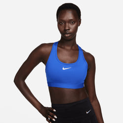 Nike Performance NIKE SWOOSH WOMEN'S MEDIUM-SUPPORT PADDED HIGH-NECK SPORTS  BRA - Medium support sports bra - blue tint/diffused blue/blue 