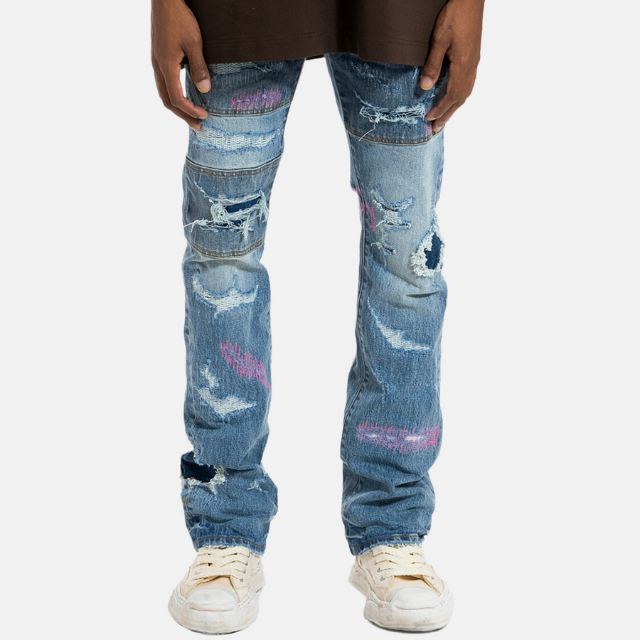 Purple Brand Full Repair Flare Jeans