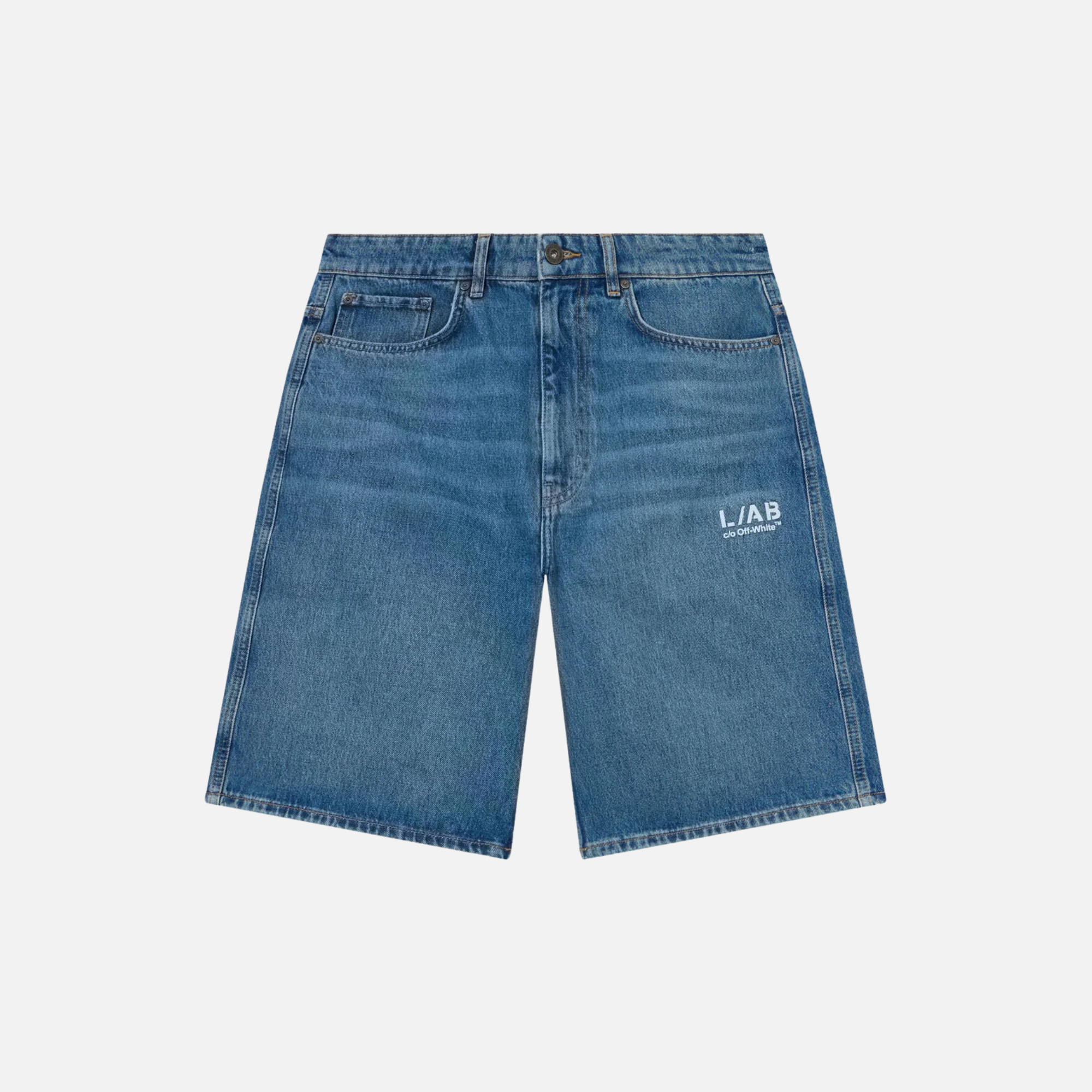 Off White Steel Indigo Diag Shorts