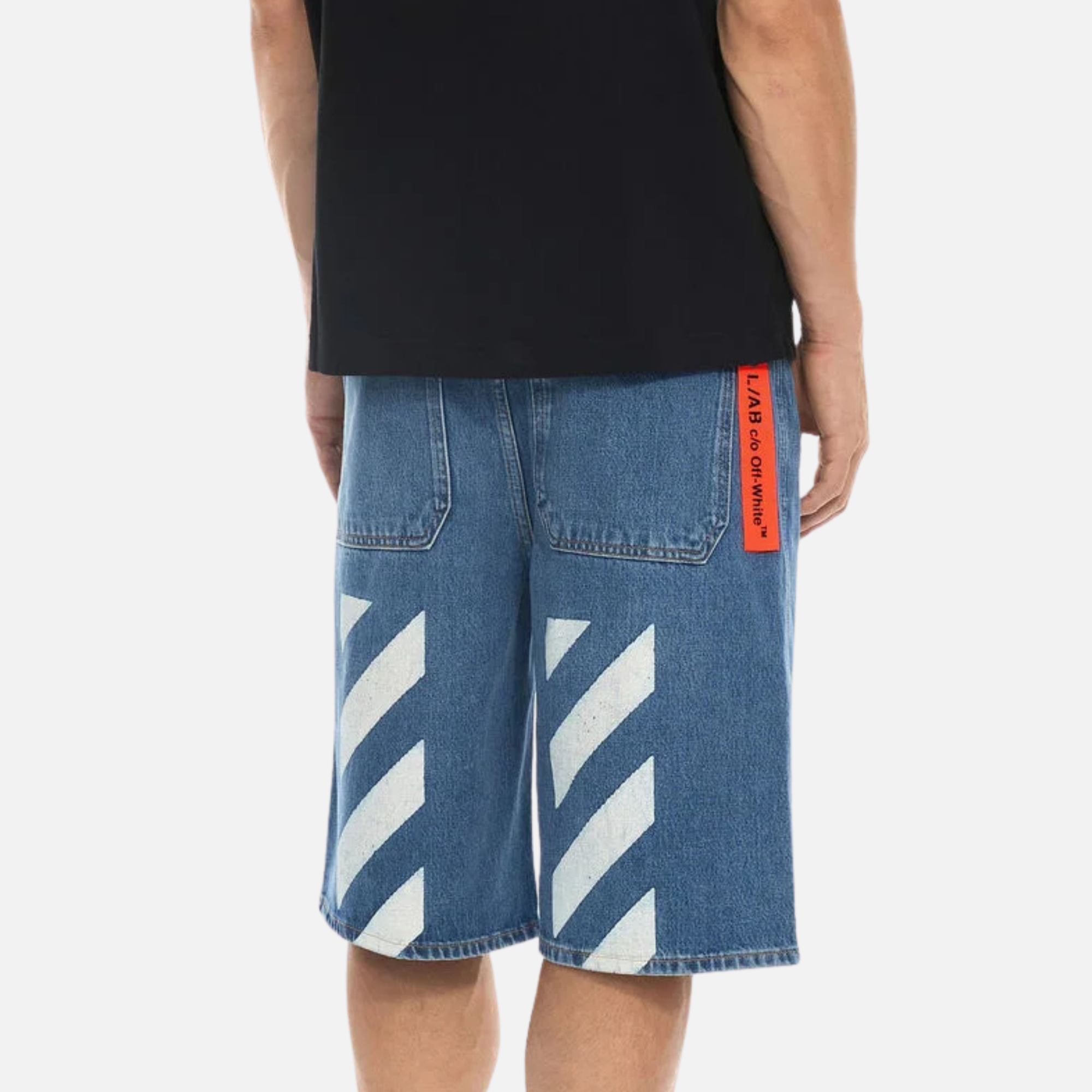 Off White Steel Indigo Diag Shorts