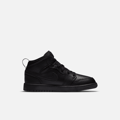 Air Jordan Kids' Mid 1 Triple Black (PS)