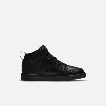 Air Jordan Kids' Mid 1 Triple Black (PS)