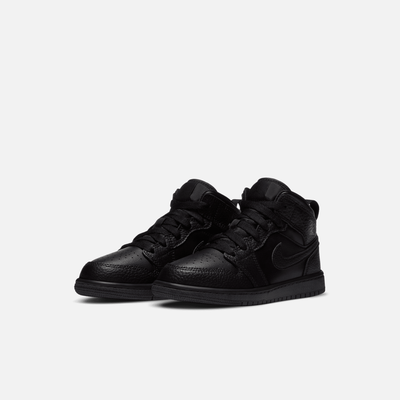 Air Jordan Kids' Mid 1 Triple Black (PS)