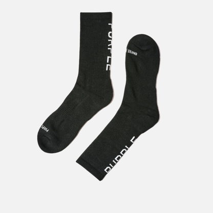 Purple Brand Black Cotton Crew Socks (1 Pack)