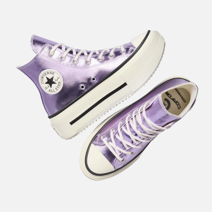 Converse Chuck Taylor All Star Lift Double Stack Hi Metallic Lilac