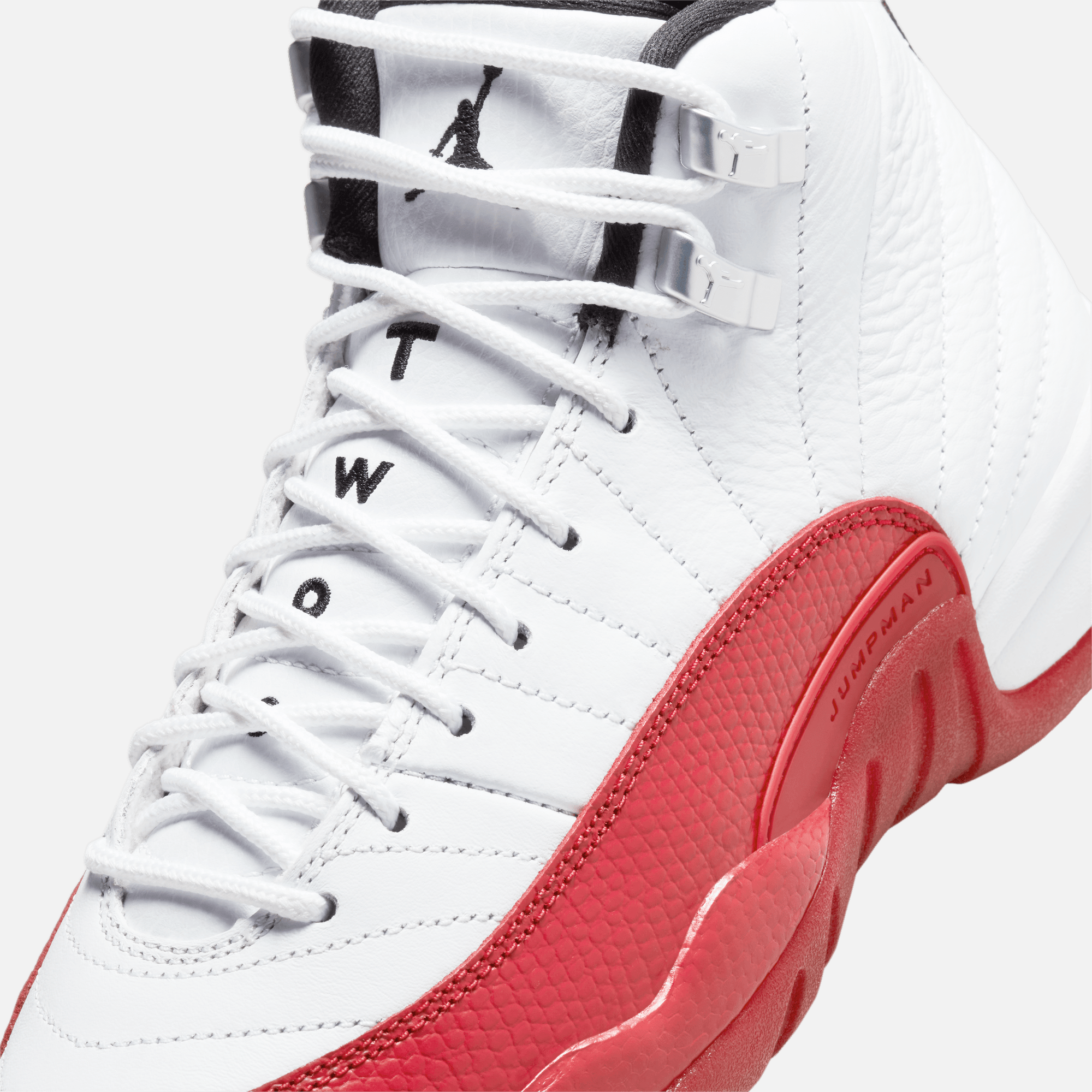 white and red jordan 12