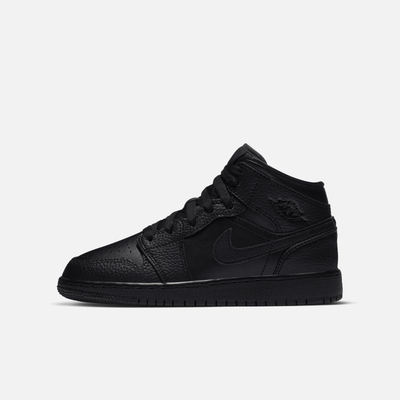 Air Jordan Big Kids' 1 Mid Triple Black (GS)