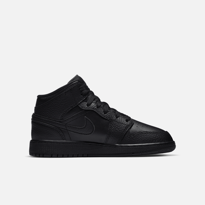 Air Jordan Big Kids' 1 Mid Triple Black (GS)