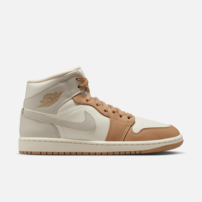 Air Jordan Women's 1 Mid Tan Toe